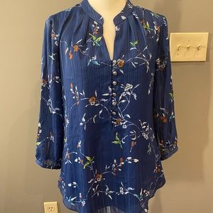 WHBM blue floral blouse
